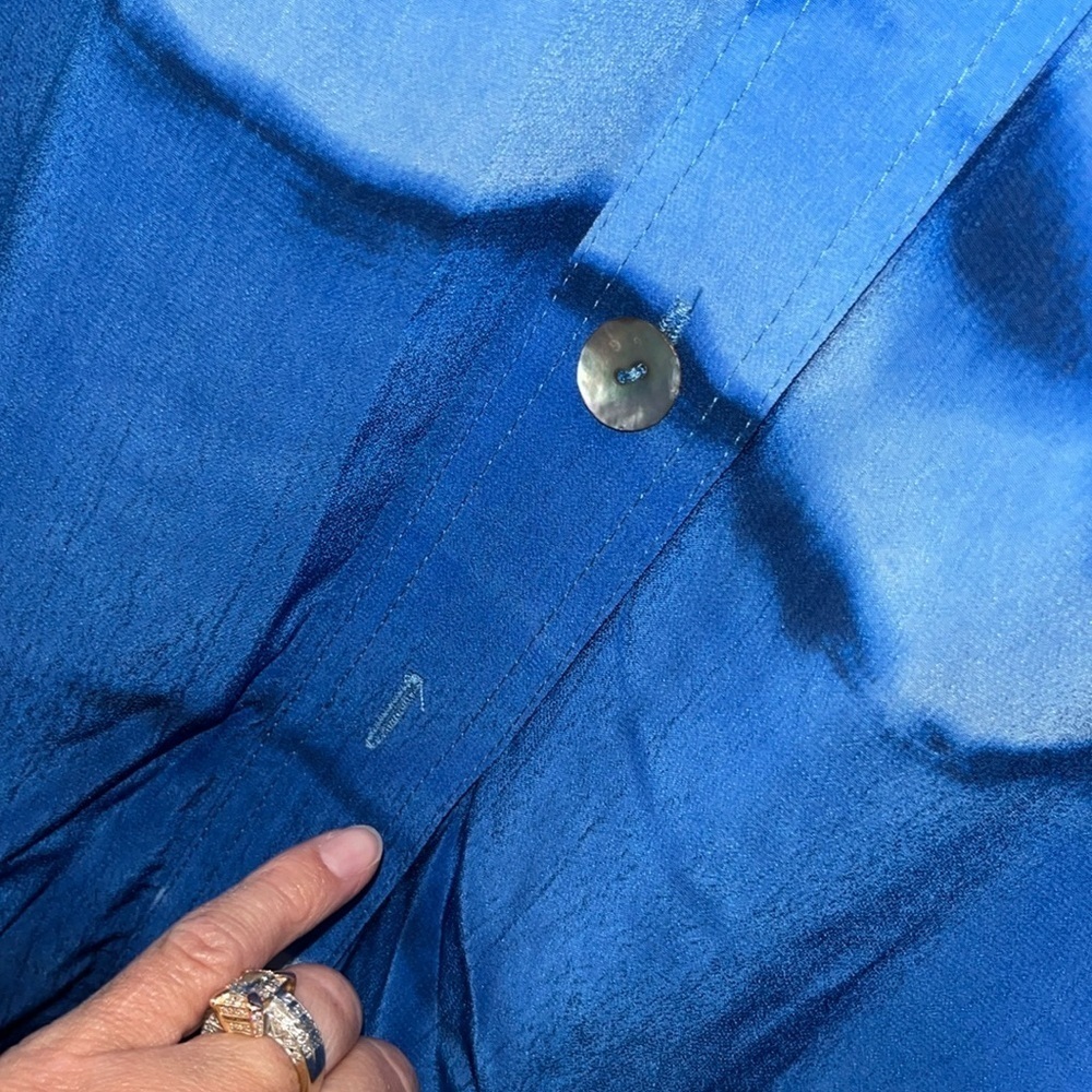 Rickie Freeman  Teri Jon Neiman Marcus long button down blue cover/shirtdress 14 - Picture 9 of 13